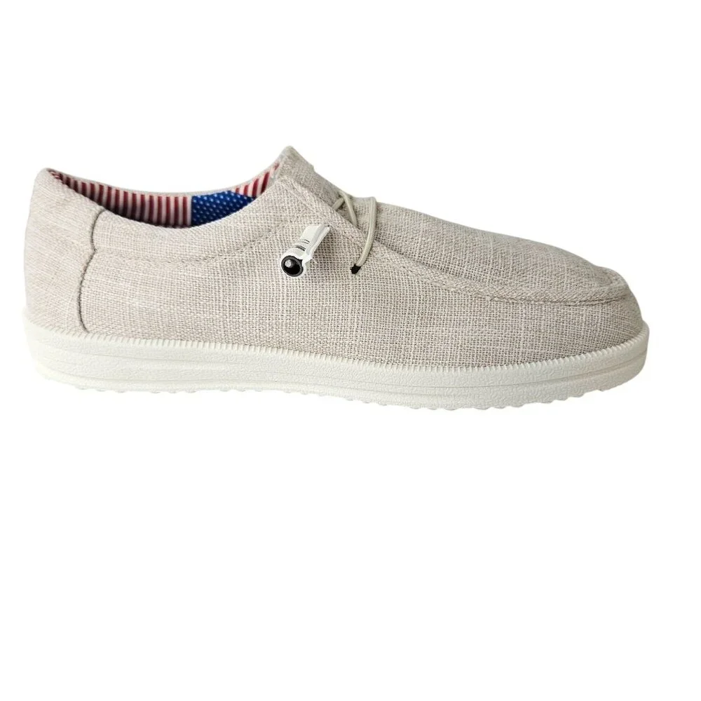 Mens Casual Slip-On Loafers Boat Shoes Size 10/44 Size Linen Blend Upper